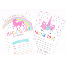 Load image into Gallery viewer, Planet Mango Unicorn Birthday Party Invitations and Thank you card